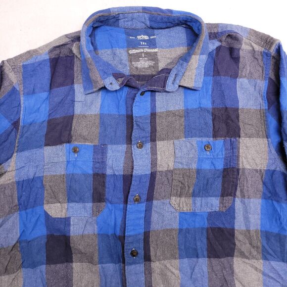 Urban Pipeline Gigham Flannel Casual Button Up Shirt Mens Size L Blue Gray - Picture 1 of 10